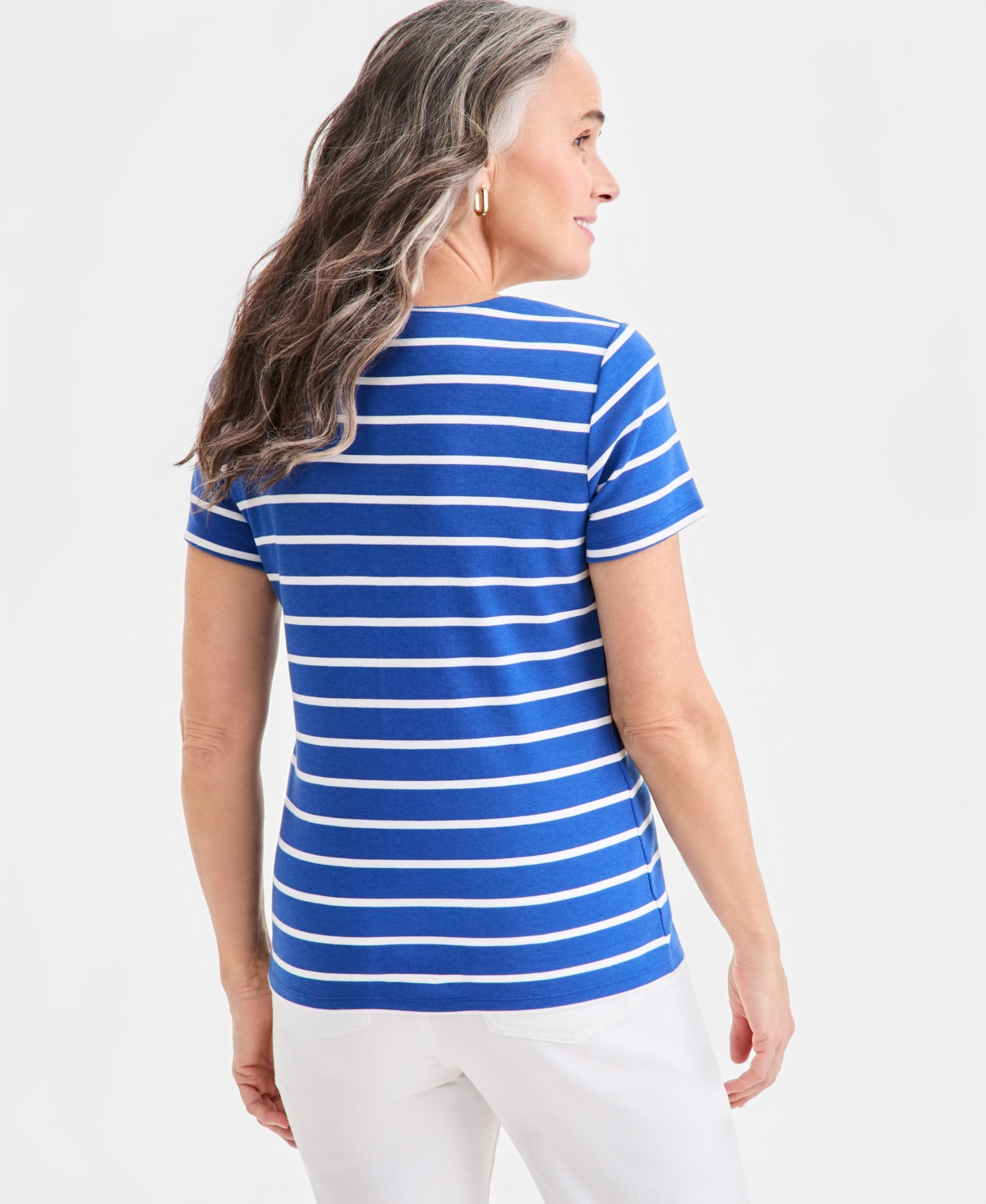 Style & Co Women's Printed Short-Sleeve Scoop-Neck Top, Macy's Exclusive