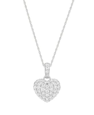 Diamond Heart Pendant Necklace (1/2 ct. t.w.) in Sterling Silver and Rhodium