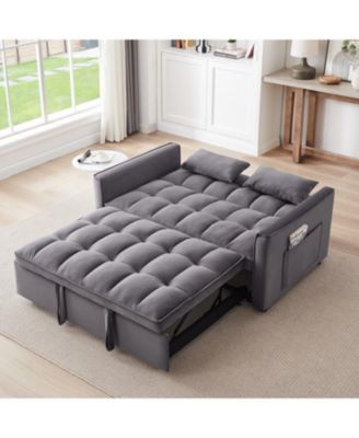 55" Velvet Convertible Sofa Bed - Dark Grey