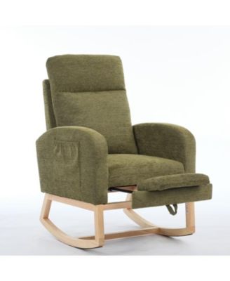 Teddy Rocking Chair with Wood Legs & Side Pocket