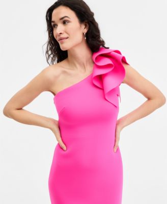 Women's Ruffled One-Shoulder Sleeveless Dress