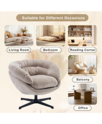  360 Swivel Round Club Chair with Black Metal Base (Brown)