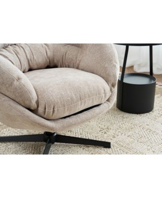  360 Swivel Round Club Chair with Black Metal Base (Brown)