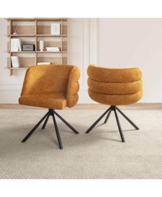 Swivel Orange Upholstered Chairs (Set of 2)