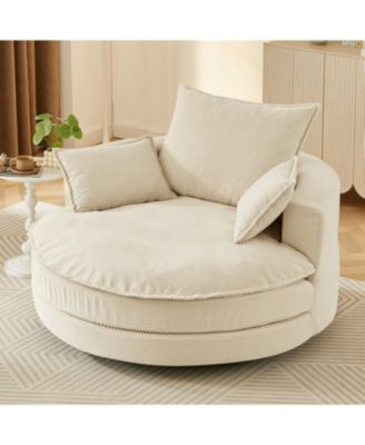 Swivel Barrel Chair with Pillows