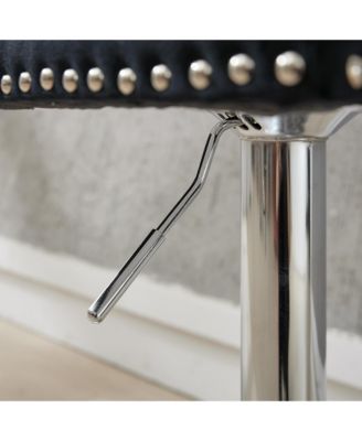 Chrome Swivel Velvet Barstools, Adjustable 25-33", Tufted, Black, Set of 2
