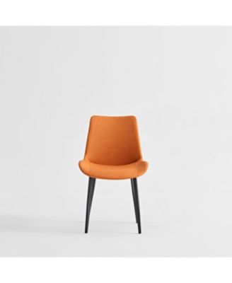 Orange PU Leather Dining Table Set of 2 with Iron Legs