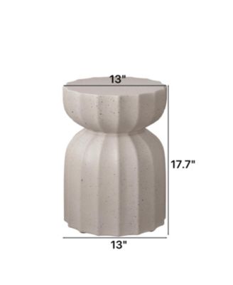 13" Modern Waterproof Coffee/Side Table Set, MgO Cement, Indoor/Outdoor, White, 2PC