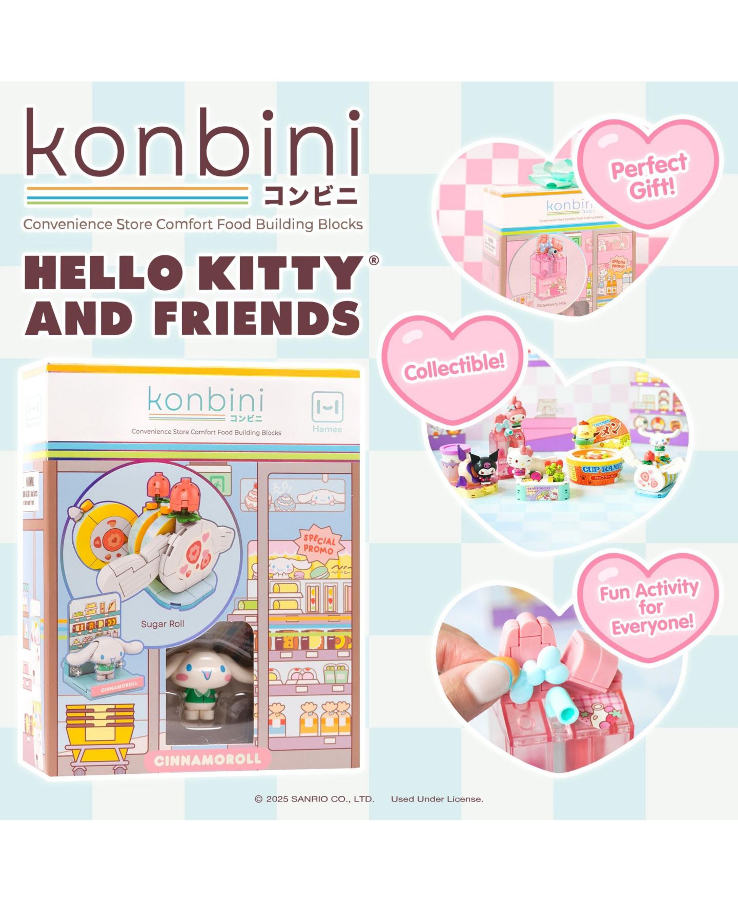 Детские конструкторы Hamee Hello Kitty and Friends Konbini Building Block Set, Ages 14+, цвет: Cinnamoroll Sugar Roll — фото 4