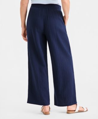 Women's Cotton Gauze Straight-Leg Pull-On Pants