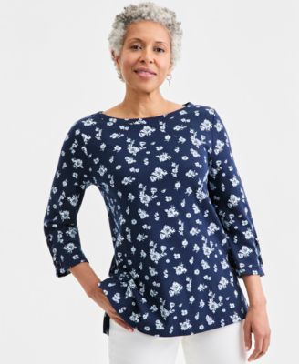 Women's Printed Lace-Up-Sleeve Tunic