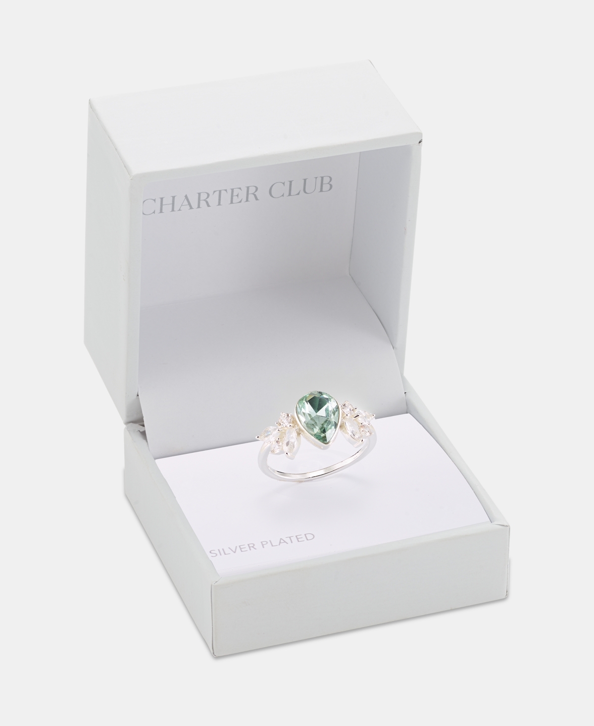 Charter Club Color Pear-Shape Crystal Ring, Macy's Exclusive