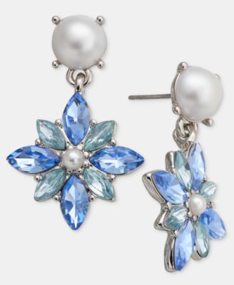 Stone & Imitation Pearl Flower Drop Earrings