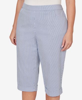 Plus Size Classic Stretch Stripe Clamdigger Capri Pants