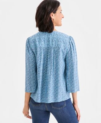 Women's Printed V-Neck 3/4-Sleeve Top