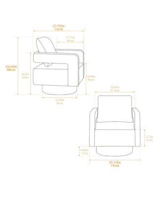 Modern Open-Back Swivel Accent Chair, 360 Rotation