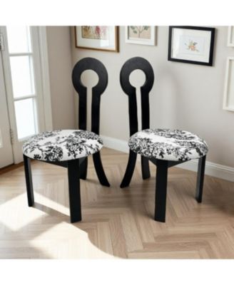  Key-Design Linen Dining Chairs (Set of 2) - Black