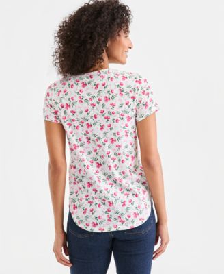 Petite Floral Print Crewneck Top