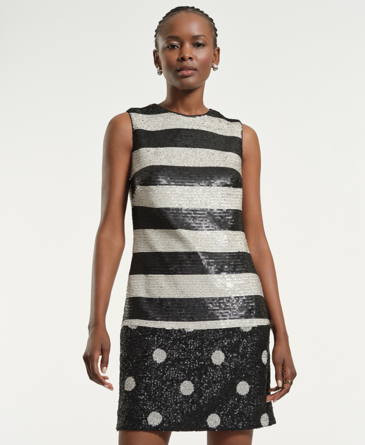 Isaac Mizrahi Women's Sequin Polka Dot Shift Dress