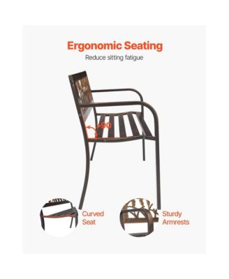 Sturdy Metal Patio Bench with Decorative Floral Backrest