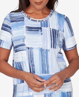 Women's Brushstroke Beaded Neck T-Shirt