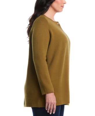 Plus Size Plus Size Turnlock Metal Closure Long Sleeve Cardigan