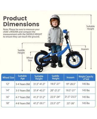 Inch Kids Bike with Training Wheels and Adjustable Seat