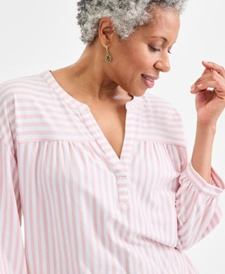 Women's Printed 3/4 Sleeve Split-Neck Top