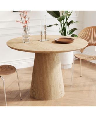 43" Round Wood Dining Table - Modern Minimalist