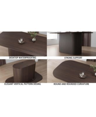 63" Brown MDF Dining Table (4-8 Person)