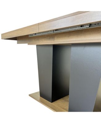 Extendable Dining Table, 4-10 People, Black Pedestal Base