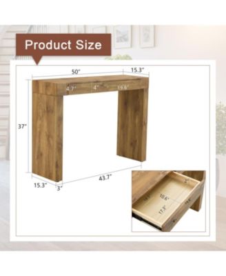 Streamdale Elegant Wood Grain Bar Table w/ Drawers - 50 Inches