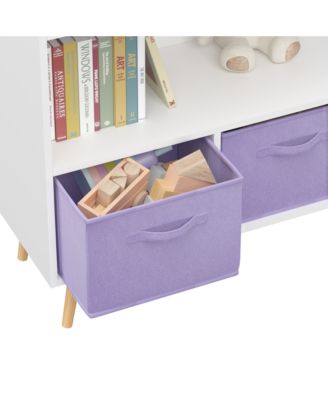  Kids Bookcase with Fabric Drawers - White/Purple