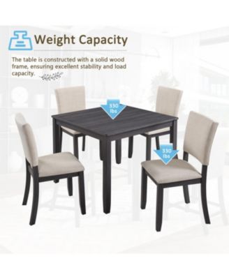 Modern 4-Person Dining Set - Black & Beige