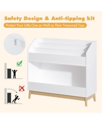 Toddler Book Display Shelf, Wooden Kids Bookcase, White