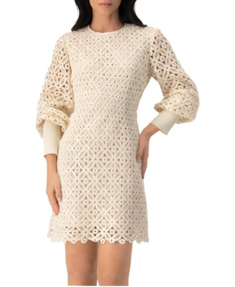 Женское платье Ivonne Embroidered Crochet Mini with Sequin Detailing, цвет: Натуральный