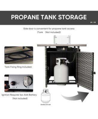 Crescent All-weather PE Wicker Fire Pit Conversation Set with Olefin 6 In. Thick Cushions Patio Swivel Chairs Set with Side Tables (7-Piece)