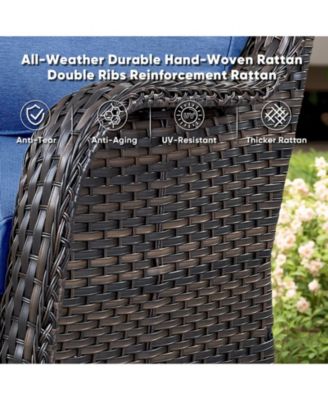 ArcLine Wicker Swivel Glider Outdoor Rocking Chair with CushionGuard Olefin Cushion and Side Table (3-Piece