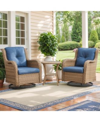 ArcLine Wicker Swivel Glider Outdoor Rocking Chair with CushionGuard Olefin Cushion and Side Table (3-Piece