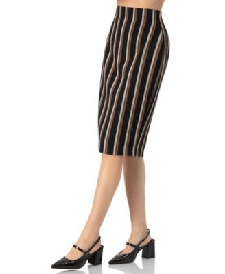 Women's Striped Knee Lenght Skirt
