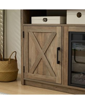 Farmhouse TV Stand with 18" Fireplace Insert for TVs up to 65