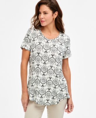 Women's Printed Scoop-Neck Short Sleeve Top