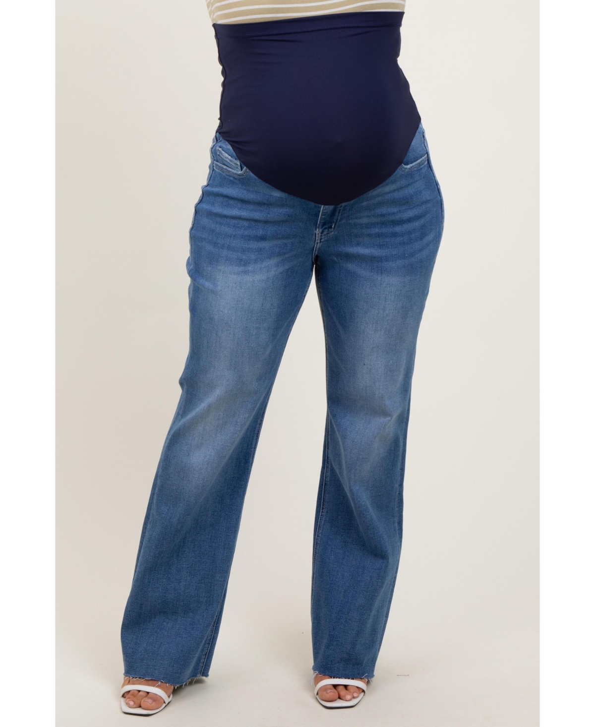 Pinkblush Maternity Blue Raw Cut Hem Flare Leg Leg Jeans