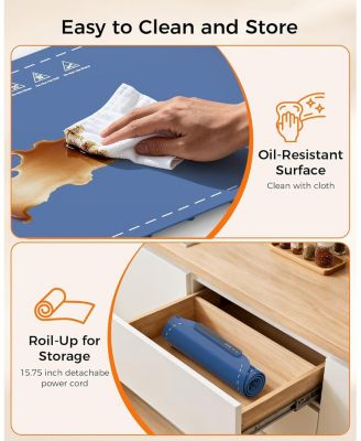 Warming Mat for Food, Electric Food Warming Mat, Fast Full-Surface Heating, 3 Temp Settings, Portable Rollable Food Warmer for Gatherings