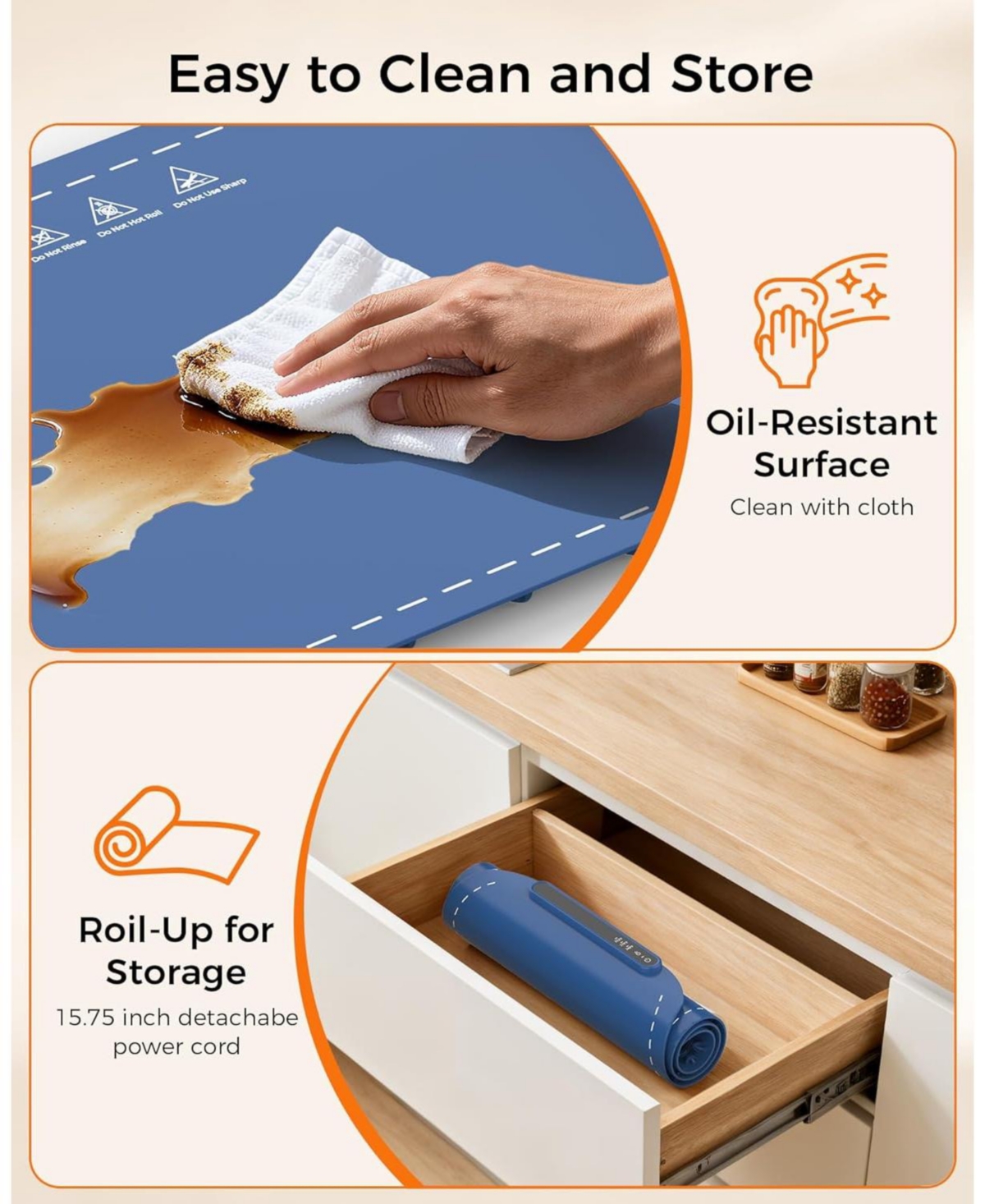 Cowsar Warming Mat for Food, Electric Food Warming Mat, Fast Full-Surface Heating, 3 Temp Settings, Portable Rollable Food Warmer for Gatherings