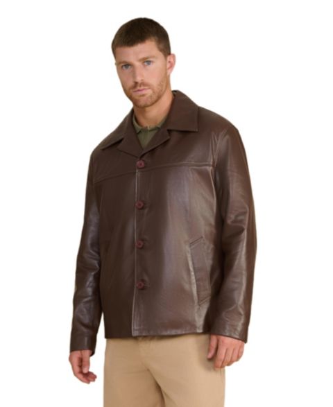 Мужской пиджак Furniq UK Axel Relaxed Leather Blazer, цвет: Коричневый