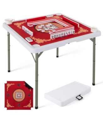 35 Inch Folding Mahjong Table for 4 Players with Cup Holders