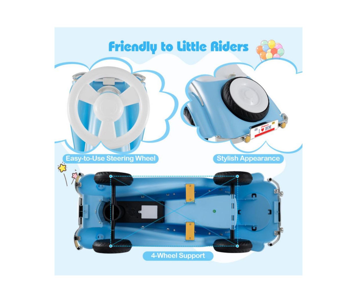 Детская игрушка HONGGE Toddler Ride On Sliding Car with Horn and LED Headlight, цвет: Синий — фото 11