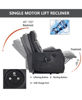 Power Lift Recliner Chair with Massage Heavy Duty Motion Mechanism and One USB for Charging