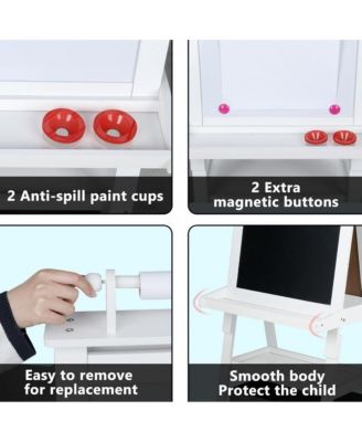 Art Easel for Kids, 3 in 1 Toddler Easel w/Whiteboard, Chalkboard & Paper Roll